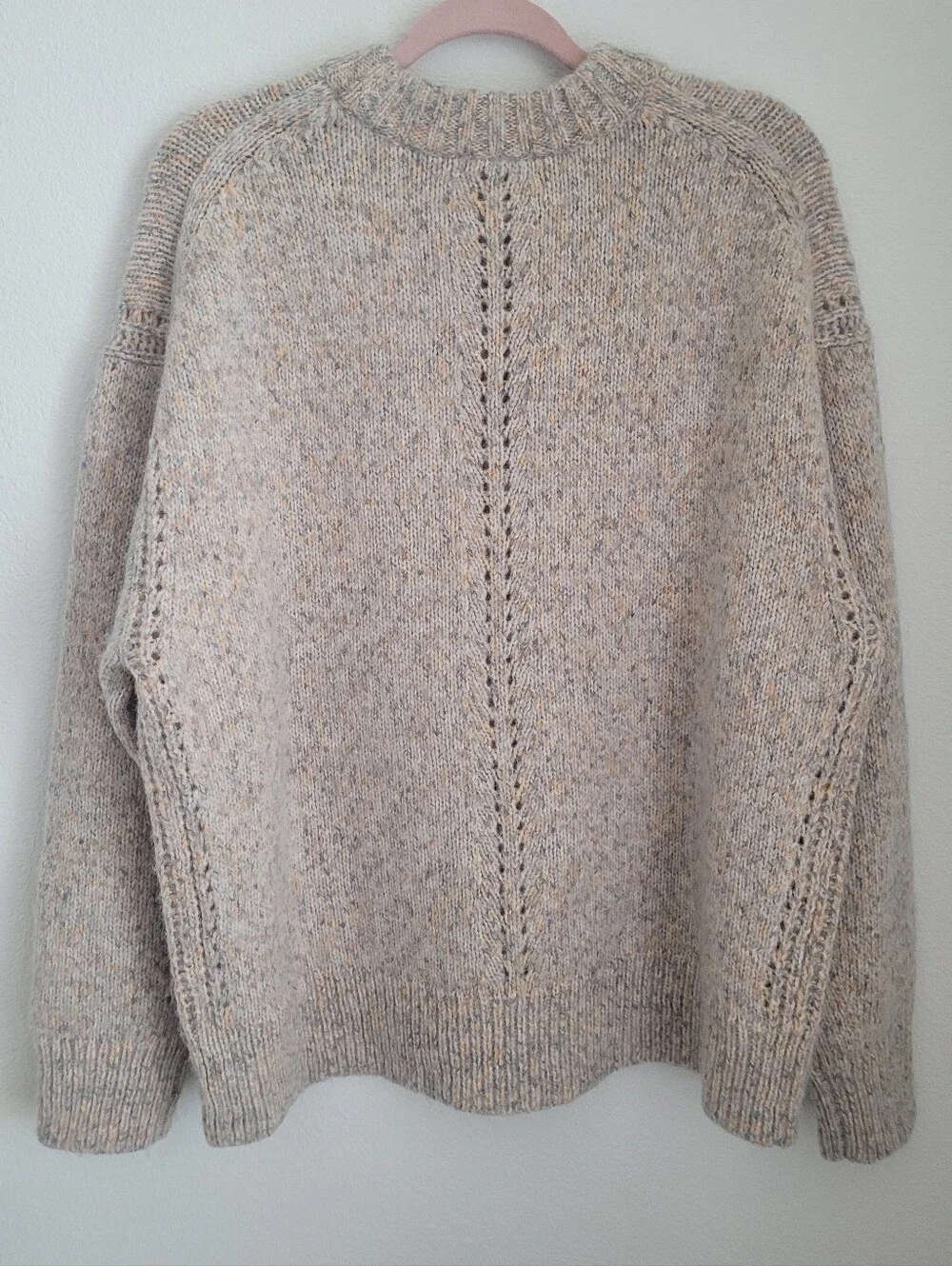 J.CREW Marled Chunky Knit Alpaca Wool Blend Crewneck Sweater Cozy Speckled Gray